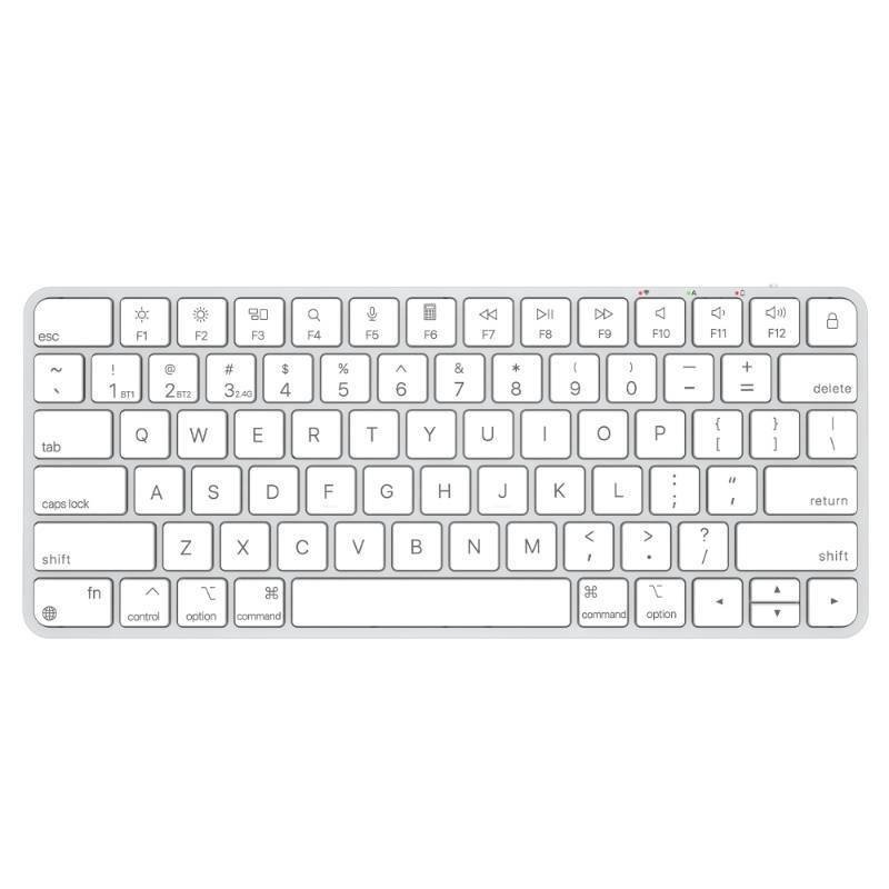 lot 51913 image: ULSOU Wireless Keyboard for Mac, Bluetooth2.4G USB Dual-Channel Connection, Multi Device, Mini Size, Rechargeable Bluetooth Keyboard for Mac Compatible with iMac, iPad, iPhone, MacBook AirPro - Retail $19