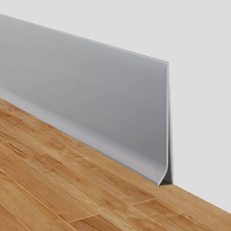 lot 63994 image: LSGCQ Flexible Baseboard Molding Trim 4 Inch x 60 Feet Self-Adhesive Vinyl Wall Base Peel and Stick Cove Base Rubber Wall Moulding Trim (Gray) - Retail $65