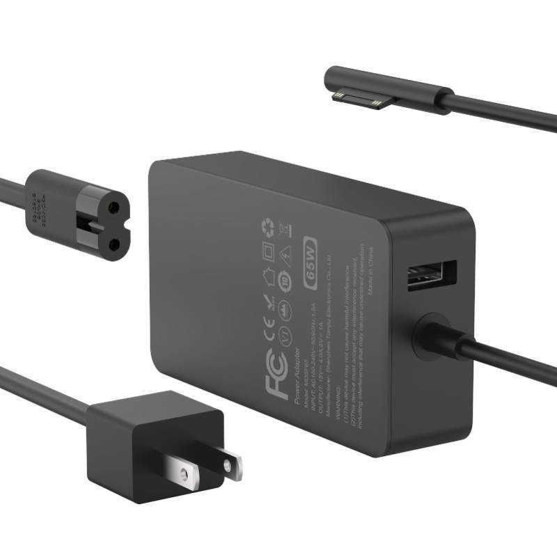 lot 25897 image: 65W Charger Compatible with Microsoft Surface Pro 11, 10, 9, 8, 7, 7, 6, 5, 4, 3, X, Power Adapter for Windows Surface Laptop 7654321, Go Tablet, Book 321, Support 44W, 36W, LED, 10FT - Retail $27