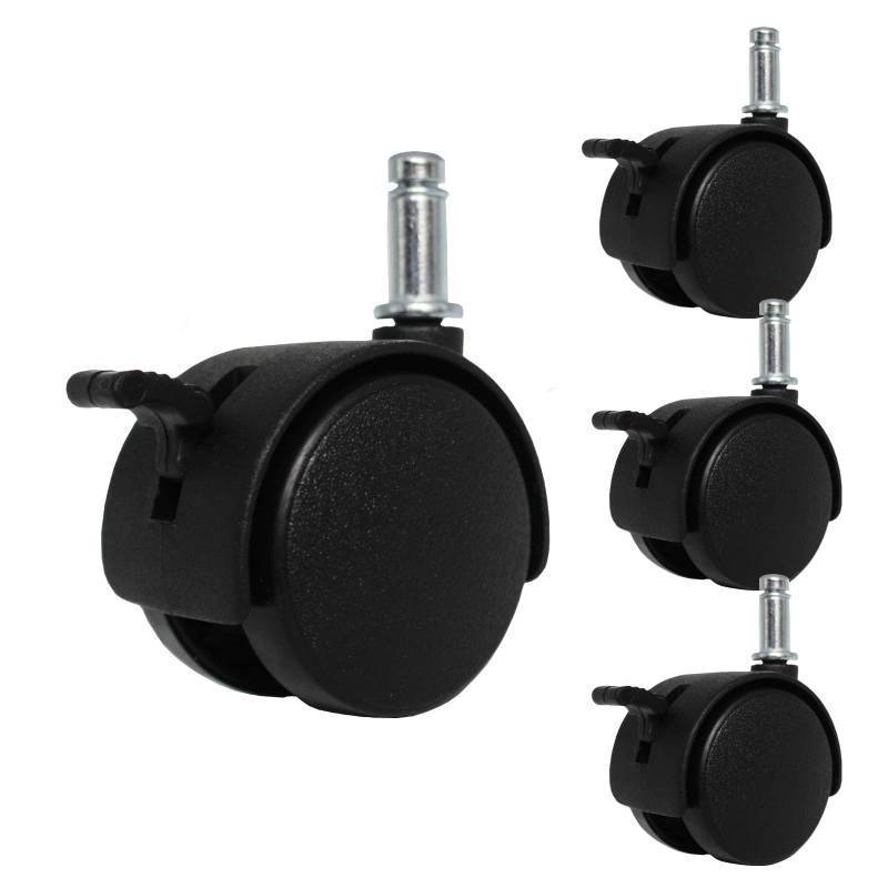 lot 30154 image: Letrushare 4pcs 1.5 Inch Swivel Caster Wheels Circlip Stem M8x20mm Lockable Brake 360 Degree Rotatable Rollers Small Black Nylon Castor Replacement for Furniture Table Desk Chair Stool Shelf Cabinet - Retail $9
