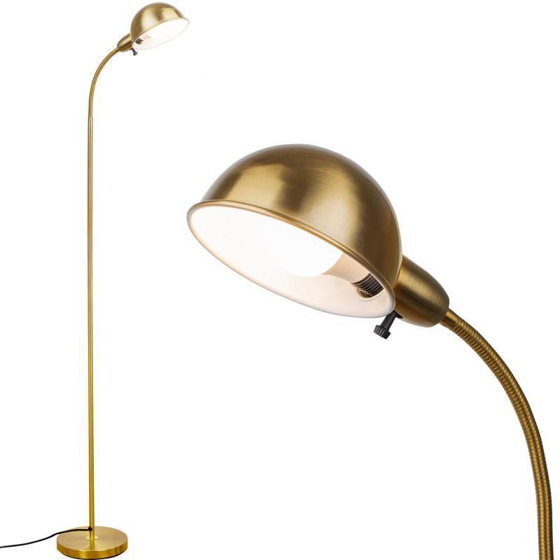lot 49025 image: LALISU Dimmable Floor Lamp with Flexible Gooseneck and Rotatable Shade, Modern Style Standing Tall Lamp, E26 Socket, LED Reading Lamp (Gold) - Retail $39