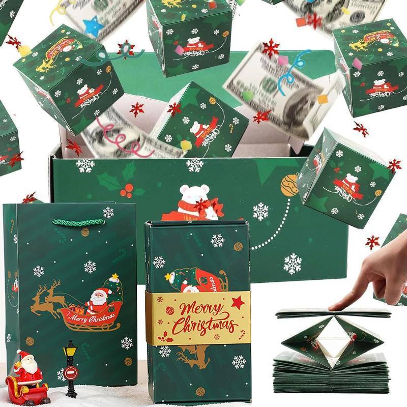 lot 51792 image: 16pcs Surprise Gift Box Explosion for Money, 2025 Newly Folding Pop-Up Explosion Gift Box, Surprise Box Gift Box for Money, Christmas Boxes Explosion Gift Box for Money and Birthday(Green) - Retail $16