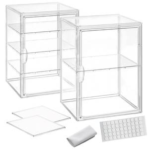 lot 26467 image: Clear Acrylic Display Case for Figures 4 Layer Adjustable Acrylic Boxes for Display Stackable Display Cabinets for Collectibles Action Figure Display Case for Shoe, Bread, Cosmetic, Handbag,2 Pack - Retail $50
