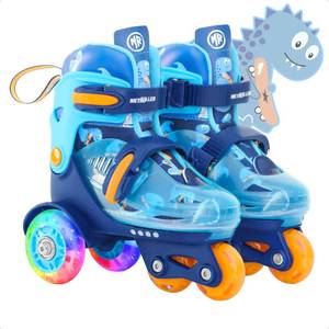METROLLER Adjustable Kids Balance Roller Skates for Toddler Ages 3-6 Rainbow Unicorn Dinosaurs Illuminating Rollerskates for Girls Boys Ages 5-8 Three-Point Type Suitable for Beginners XS - Retail: $40