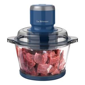 lot 26479 image: La Reveuse Food Processor,Electric Food Chopper with 7-Cup (1.7L) Glass Bowl, 4 Bi-Level Blades for Chopping,Grinding,Mincing,Whisking,Meal Prep,300W,Blue - Retail $37