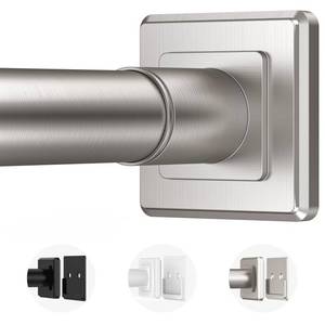 lot 26485 image: Haryaers Brushed Nickel Tension Curtain Rod Adjustable Shower Curtain Rods 30-76 In Spring No Drilling or Screw Installation Shower Rod for Bathroom Shower Bar for Closet Kitchen with Brackets - Retail $19