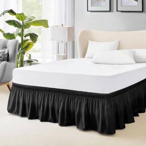lot 26487 image: FreshCulture Queen Bed Skirt, Elastic Wrap Around Bed Skirt Queen Size, Bed Skirts for Adjustable Bed, Easy Fit with 22 Inch Drop Length, Hotel Quality Dust Ruffle for Queen Bed (Black) - Retail $16