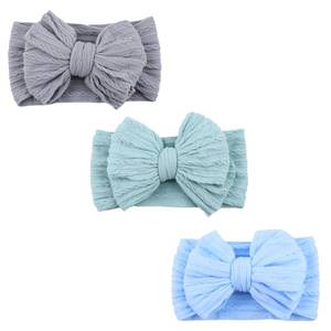 lot 32676 image: NUARTNOS Baby Nylon Headbands Soft Hair Bow Elastics Hairbands Accessories for Baby Girls Newborn Infant Toddler Kids (Blue) - Retail $8