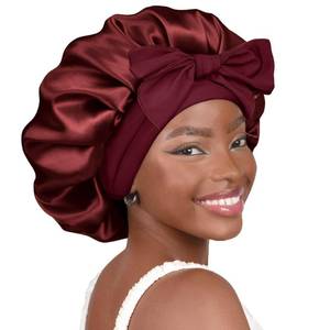 lot 32689 image: YANIBEST Adjustable Satin Bonnet for Sleeping Women Double Layer Hair Bonnet Reduce Friction Prevent Frizz Natural Curly Hair - Retail $13