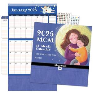 lot 32697 image: SUNEE Family Wall Calendar 2026 Magnetic Fridge Calendar 15 Months, Oct. 2025 to Dec. 2026, Moms Calendar 2025-2026 Wall Calendar, Family Organizer Sticks to Refrigerator - over 300 Stickers - Retail $7