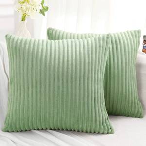 lot 32700 image: Simmore Decorative Spring Throw Pillow Covers 18x18 Set of 2, Soft Natural Plush Flannel Double-Sided Fluffy Couch Pillow Covers for Sofa Living Room, Sage Green - Retail $18