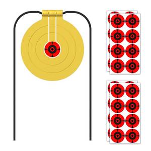 lot 40338 image: Atflbox Two in One Self-Healing Resetting Target, 8 Inch Gong High Caliber Spinner Target, Shooting Targets for Rifle, Pistol, Airgun, Handgun (Yellow) broke on top corner - Retail $21