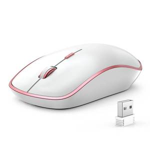 lot 40339 image: JOYACCESS Wireless Mouse for Laptop - Ultra Thin, Silent, 2400 DPI Portable Optical Mouse for Laptop,Computer,MacBook,Windows, Chromebook, PC (White  Pink) - Retail $13