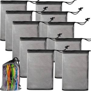 lot 40350 image: GXXMEI 10PCS 8X12inch Nylon Mesh Drawstring Bags with Cord Lock Closure Delicates Laundry Bag For Washing Machine Small Gym Bag for Basketball, Volleyball, Football, Golf Stuff Balls - Retail $10