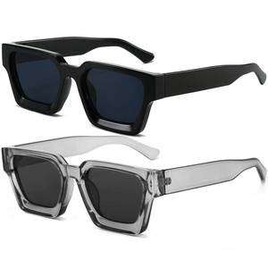 lot 40356 image: AIEYEZO Square Sunglasses for Women Men Square Thick Frame Sun Glasses Simple Designer Style Shades (BlackGrey  Clear GreyGrey) - Retail $23