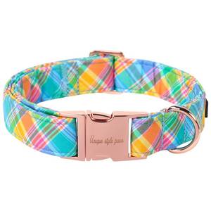 lot 40359 image: Unique style paws Easter Dog Collar Plastic Buckle Puppy Collar Colorful Plaid Puppy Collars for Small Medium Large Boys Girls Dogs - Retail $13