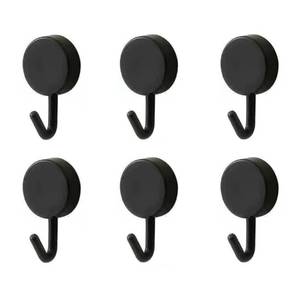lot 40361 image: DHDestined Fateful 6 Pack Adhesive Hooks Cute Utility Hooks, Key Hooks for Wall Decorative, for Hanging Hat, Towel, Key, Towel Hook Wall Mount for Home, Kitchen, Bathroom, Office(Black) - Retail $6