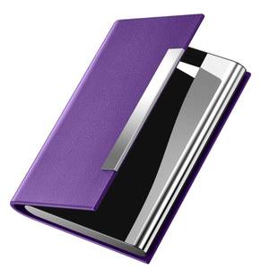 lot 40364 image: Padike Business Card Holder, Business Card Case Professional PU Leather & Stainless Steel Multi Card Case,Business Card Holder Wallet Credit Card ID CaseHolder for Men & Women. (Purple) - Retail $8
