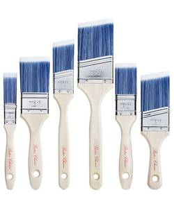 lot 40398 image: Bates- Paint Brushes, 6 Pack, Treated Wood Handle, Paint Brushes for Walls, Stain, Furniture - Retail $8
