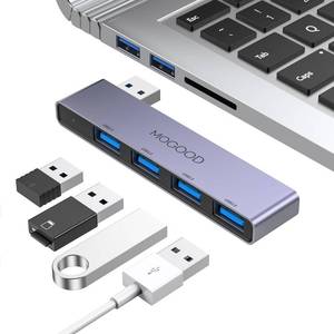 lot 40405 image: USB Hub for Laptop,MOGOOD USB Hub 3.0 USB Splitter Ultra-Slim Data Hub Charging Not Supported Multi USB Port Expander Type A Adapter Station for Laptop,Windows PC,Mac,Printer,Flash Drive,Mobile HDD - Retail $6