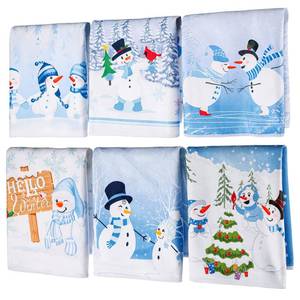 lot 40406 image: Panelee 3 Pcs Winter Kitchen Towels for Hello Winter Bathroom Blue Christmas Snowman Hand Tea Towels 12 x 18 Inch Absorbent Christmas Decorative for Kitchen Housewarming Cooking Gift - Retail $7