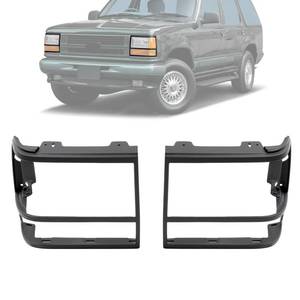 lot 49308 image: HECASA Headlight Bezel Pair Compatible with 1989-1994 Ford Explorer Ranger Bronco II Headlamp Door Set Housing Cover Trim Matte Black Right & Left Replacement for FO2513110 FO2512112 - Retail $26