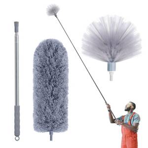 lot 49312 image: IVYROLL Cobweb Duster with Extension Pole, Spider Web Brush & Ceiling Cleaning Kit, 100 Microfiber Feather Duster Cleaner with Washable Head for Ceiling Fan, Furniture, Home - Retail $9