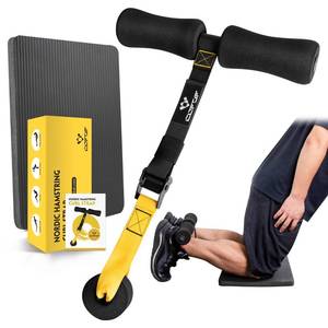 lot 49320 image: Nordic Hamstring Curl Strap with Fitness Knee Mat, Holds 420 Pounds for Hamstring Curls, Sit Up Bar for Floor, Spanish Squats, Ab Workout, 5 Seconds Setup Nordic Curl Home Fitness Equipment - Retail $24