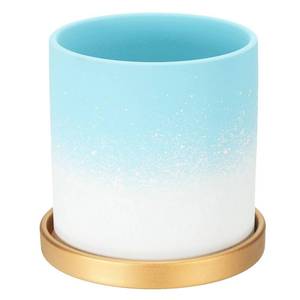 lot 49322 image: PATIKIL 5.12 Inch Ceramic Plant Pots, Modern Flower Planters Gradient with Drainage Holes for Decorate Home Indoor Plants Succulent Herb, Light Blue - Retail $25