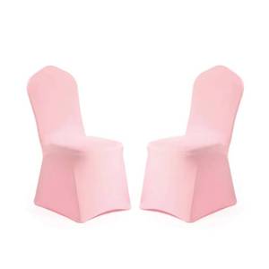 lot 49326 image: Yahpetes Chair Cover 2 Pcs Pink Polyester Spandex Banquet Chair Covers Slipcover Flat Front Stretch Spandex Chair Covers for Wedding Banquet Dining Party Decorations (Pink) - Retail $14