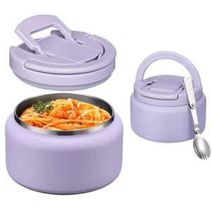 lot 49332 image: Itslife Kids Thermo for Hot Food 13.5oz Lunch Containers with Buckle Lid Wide Mouth Hot Food Jar Vacuum Insulated Stainless Steel Bento Box Leakproof with Spoon(Purple)