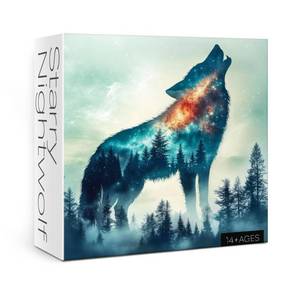 lot 49337 image: Fantasy Wolf Forest Puzzles for Adults 1000 Pieces, Mystery Wildlife Nature Jigsaw Puzzles, Animal Landscape Art Puzzles - Retail $17
