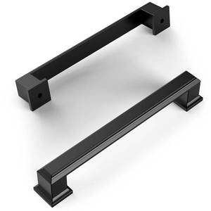 lot 49357 image: Amerdeco 10 Pack Matte Black 5 Inch(128mm) Hole Centers Kitchen Cabinet Pulls Cabinet Hardware Kitchen Handles for Cabinets Cupboard Handles Drawer Pulls - Retail $20