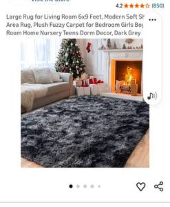 lot 49362 image: Grey Shag Area Rug fluffy light gray 5.5 x 6.5 - Retail $45