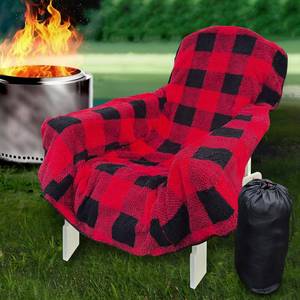 lot 49382 image: Blanket for Chair Waterproof and Reversible - Cozy Sherpa Camping Chair Cover, Fits Outdoor Patio, Lawn, Bonfire, Pool & Office Chairs, All-Season Use for Bonfire or Rainy Day(Includes Carry Bag) - Retail $60