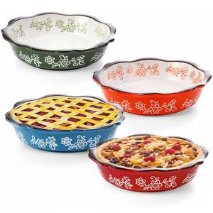 lot 49395 image: Cedilis 4 Pack Ceramic Mini Pie Pans, 6 inch Pot Pies Pan with Fluted Rims, 10oz Small Pie Dish for Baking Individual Quiche, Tarts, Fruit Pies, Microwave and Dishwasher Safe, 4 Color