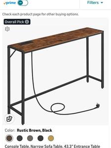 lot 49401 image: Industrial Console Table with Power Outlet - Retail $89