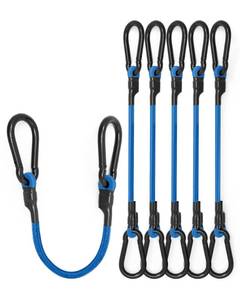 lot 49405 image: Inch Heavy Duty Carabiner Bungee Cord Outdoor with 190 Lbs Max Break Strength, Bungee Straps with Upgraded Carabiner Hooks for Luggage Rack, Cargo, Hand Carts, Bike, Camping, etc (Blue) 8 pcs  - Retail $25