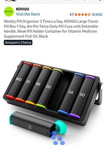 lot 49406 image: KOVIUU 7-Day AMPM Pill Organizer - Retail $8