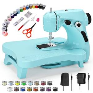 lot 51112 image: Mini Sewing Machine, Portable with Extension Table & Sewing Kit, Dual Speed Control, Built-in Light, Ideal for Beginners & Quick Household Repairs