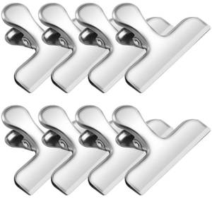 lot 51113 image: FINDMAG Chip Clip, 8 Pack Stainless Steel Bag Clips, Cute and Heavy Duty Snack Clips for Chip Bags, Food Packages, Fridge, Kitchen Storage and Food Organization - Retail $8