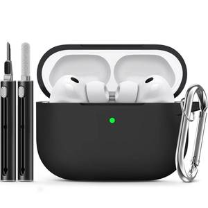 lot 51116 image: Ljusmicker for AirPods Pro 3 Case 2025 with Cleaner Kit,Soft Silicone Protective Cover for Apple AirPods Pro 3rd Generation Cases for Women Men,AirPod Pro 3 Case Accessories with Keychain-Black - Retail $4