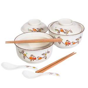 lot 59397 image: Ceraozmus Ceramic Ramen Bowl Set, 800ml, with Lid, Spoon and Chopsticks, Japanese Vintage Large Soup Bowls Instant Noodle Bowl Asian Tableware (Dird2)
