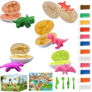 lot 59404 image: Fuijeuj Playdough Dinosaur Eggs Sets,Playdough Sets for Kids Ages 4-8,Toddler Easter Basket Stuffers,Easter Dino playdoh Dinosaur Play Dough Eggs Molds Toys Gifts - Retail $13
