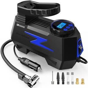 lot 59412 image: FADAKWALT Tire Inflator Portable Air Compressor, DC 12V Tire Air Pump with LED and 150PSI Digital Pressure Gauge, Portable Tire Inflator for Car Tires, Motorcycles, Bike, Ball (Blue) - Retail $30