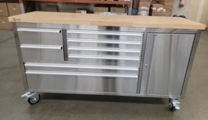 lot 53412 image: Trinity 66-inch Stainless Steel Rolling Workbench TLS-4813