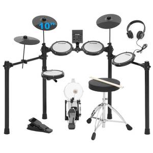 RVONE Electric Drum Set with Kick Hammer Pedal, Electronic Drum Kit for Kids Adult Beginner with 150 Sounds, 10\" Cymbals, 4 Quiet Mesh Pads, all-in-one drum set with Throne, Headphones, Sticks - Retail: $193
