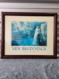 lot 163 image: New Beginnings Waterfall Motivational Print - 34 x 28 - Retail $25