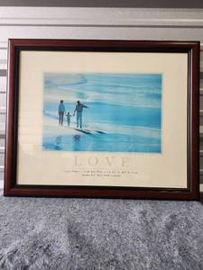 lot 166 image: Framed Beach Scene Love Quote Wall Art - 34 x 28 - Retail $35