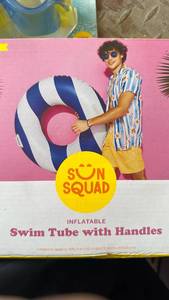 lot 42641 image: Sun Squad 42-inch Striped Pool Tube with Handles